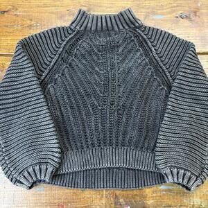 Free People Sweetheart Sweater Chunky Knit Mock Neck Woman's Medium Gray